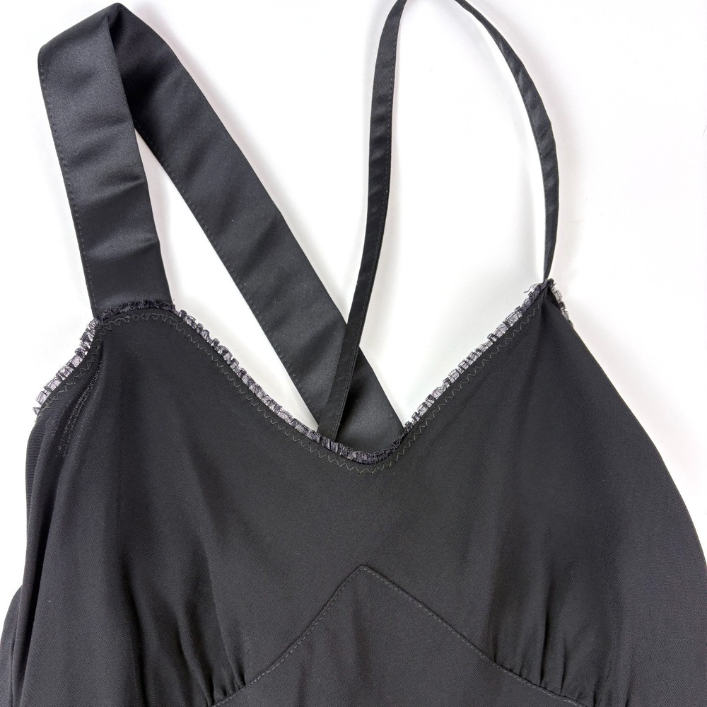 VTG Y2K Benetton Baby Doll‎ Slip Dress Sz S Black Lace Trim Tulip Hem Whimsigoth - Picture 7 of 16